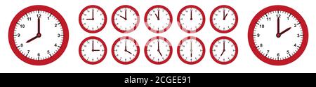 Collection with clocks with different time, hours. Design elements. Vector illustration. EPS10. Stock Vector