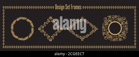 Beautiful gold colored frames. Vector illustration. EPS10. Stock Vector