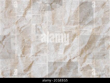 Newspapers Vintage Grunge Paper Background. Blurred Old Newspaper Texture.  A Blur Unreadable Crumpled Aged News Paper Page With Place For Text. Grey  Colored Collage. Stock Photo, Picture and Royalty Free Image. Image