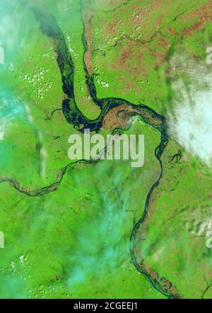 Satelllite view of flooding on the Mississippi river in 2009 Stock Photo