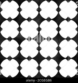 Abstract geometric seamless pattern. Black and white minimalist monochrome watercolor artwork with simple shapes and figures. Watercolour plaid shaped Stock Photo