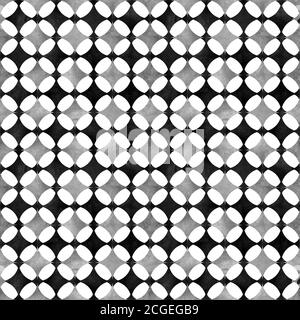 Abstract seamless pattern. Black and white minimalist monochrome watercolor artwork with simple shapes and figures. Watercolour geometric shaped textu Stock Photo