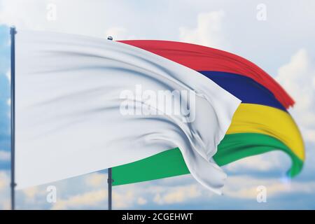 Flag of Mauritius waving in the wind. illustration background flag ...