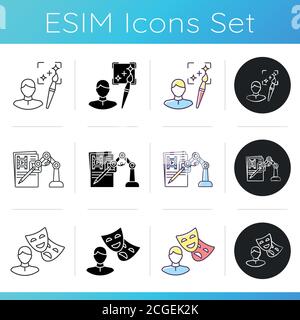 Film making process icons set Stock Vector