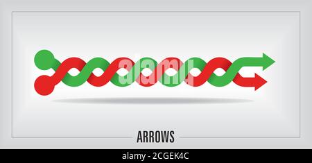 Intertwined arrows in green and red. Vector illustration. EPS10. Stock Vector