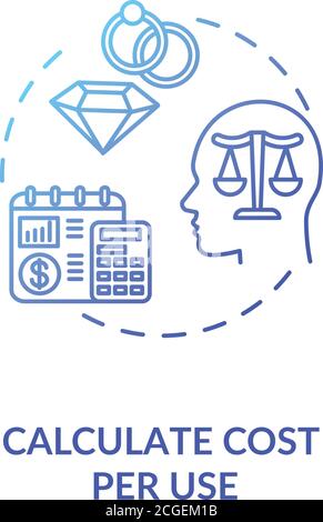 Calculate cost per use concept icon Stock Vector