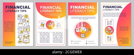Financial literacy tips brochure template Stock Vector