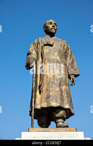 Statue of the Korean patriot Lee Sang-Jae known by his pen name Wolnam outside Jongmyo Park in Seoul, South Korea. Wolnam was an activist who played a major role in national independence from Japan. Stock Photo