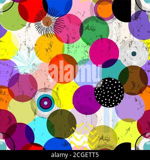 seamless background pattern, with circles/dots, strokes and splashes Stock Vector