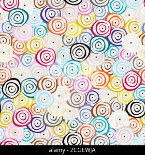 seamless background pattern, with circles, strokes and splashes Stock Vector