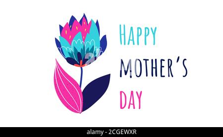 Happy Mother's Day card. Flowers in a pot. Stock Vector
