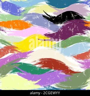 seamless pattern background, with waves, strokes and splashes, grungy Stock Vector