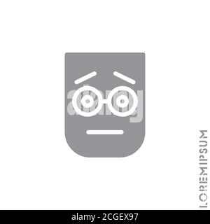 cute emoticon sticker, vector illustration. Embarrassed Shy Blushing Face Emoticon Icon Vector Illustration. Gray on white background Stock Vector