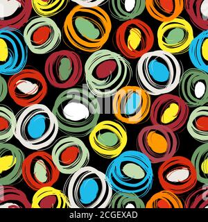 seamless background pattern, with circles, swirls, paint strokes and splashes Stock Vector
