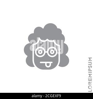 Mocking Funny Humor Emoticon girl, woman Icon Vector Illustration. Style. gray on white background Stock Vector