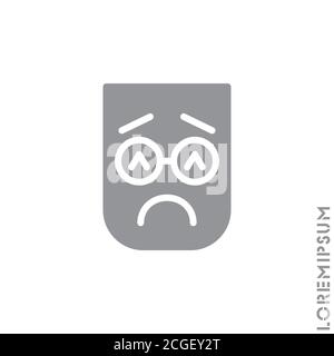 Sad and in a Bad Mood Emoticon Icon Vector Illustration. Style. Depressed, sad, stressed emoji icon vector, emotion, sad symbol. Modern flat symbol we Stock Vector