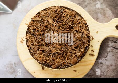 Triple chocolate layers baked cheese cake Stock Photo