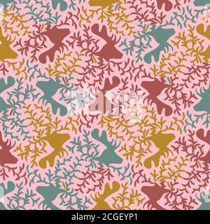 deer heads camouflage seamless vector pattern Stock Vector