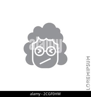 Angry and Holding Temper girl, woman Emoticon Icon Vector Illustration. Style. Confounded Emoji (Emoticon) Icon / Vector - Stroke Design. Gray on whit Stock Vector