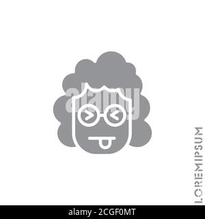 Squinting face with tongue girl, woman icon. style sign for mobile concept and web design. Teasing shape emoticon vector icon. symbol, logo illustrati Stock Vector