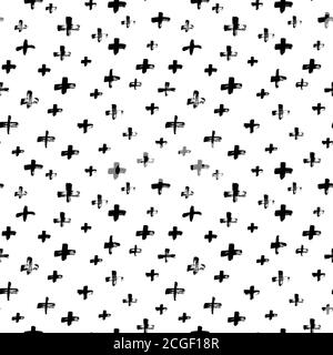 Black crosses vector seamless pattern. Stock Vector