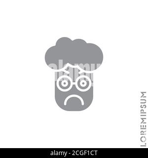 Angry icon vector. Furious Face Emoticon boy, man Icon Vector Illustration. Style. gray on white background Stock Vector
