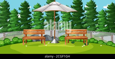 Nature park picnic empty scene illustration Stock Vector
