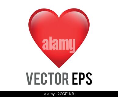 The isolated vector classic love red glossy heart icon, used for expressions of love passion and romance Stock Vector