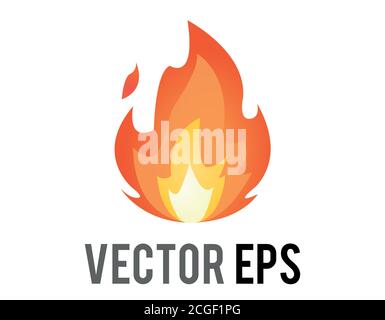The isolated vector cartoon-styled depicted as a red, orange and yellow flickering flame fire icon Stock Vector