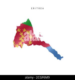 Waving flag map of Eritrea. Vector illustration Stock Vector