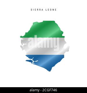 Sierra Leone map with waving flag of country. Vector illustration Stock ...