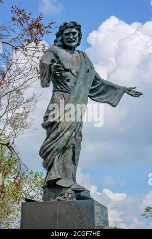 The Millennium Jesus statue stands in Bilbo Cemetery, Sept. 9, 2020, in Lake Charles, Louisiana. Stock Photo