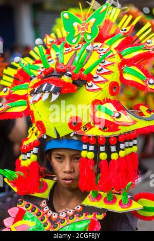 A reveler in costume during the Ati-atihan Festival in Kalibo, Aklan, Philippines. The event is held every third Sunday of January. Stock Photo