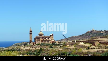 The Basilica of the National Shrine of the Blessed Virgin of Ta' Pinu in Gozo, Malta. Stock Photo