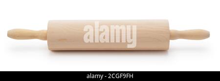 Wooden rolling pin on a white background Stock Photo