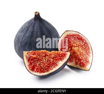 Fig fruit isolated on white background. Slices of fig fruit. Stock Photo