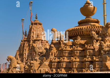 Sri Chandra Prabhu Swami Jain Temple Jaisalmer Fort Rajasthan India Stock Photo