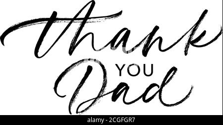 Thank you dad calligraphy greeting card.  Stock Vector