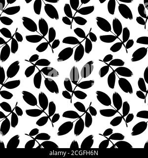 Plant twigs with leaves vector seamless pattern.  Stock Vector