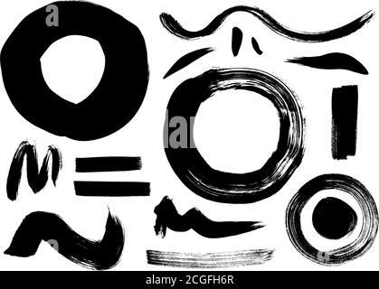 Vector circle black paint brush strokes collection Stock Vector