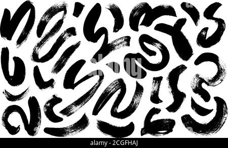 Wavy and swirled brush strokes vector collection.  Stock Vector