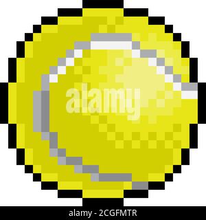 Tennis Ball Pixel Art Eight Bit Sports Game Icon Stock Vector