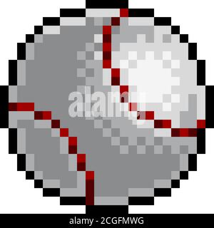 Baseball Ball Pixel Art Eight Bit Sports Game Icon Stock Vector