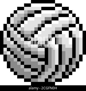 Volley Ball Pixel Art Eight Bit Game Icon Stock Vector