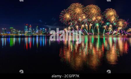 Perth Fireworks on Australia Day Stock Photo