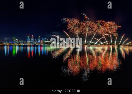 Perth Fireworks on Australia Day Stock Photo