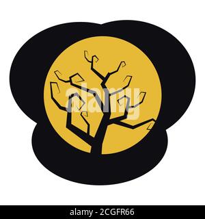 Halloween moon flat single icon. Halloween symbol of fear and danger. Black spooky decorative element. Vector illustration isolated on white Stock Vector