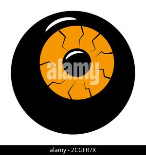 Halloween eye flat single icon. Halloween symbol of fear and danger. Black spooky decorative element. Vector illustration isolated on white background Stock Vector
