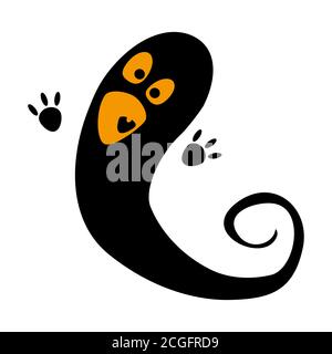 Ghost spektr spook flat single icon. Halloween symbol of fear and danger. Black spooky decorative element. Vector illustration isolated on white Stock Vector