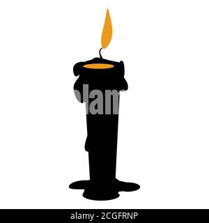 Halloween candle flat single icon. Halloween symbol of fear and danger. Black spooky decorative element. Vector illustration isolated on white Stock Vector